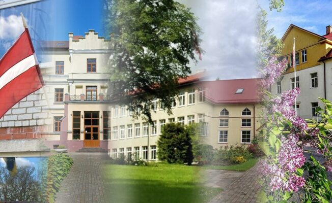Ķeipenes, Taurupes, Madlienas, Mazozolu un Meņģeles skolas ēkas vienā attēlā